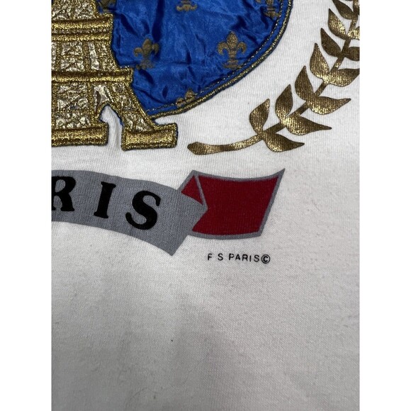 F.S. Paris Vintage Single Stitch Embroidered Eiffel Tower White Shirt Sz XL - Picture 6 of 10